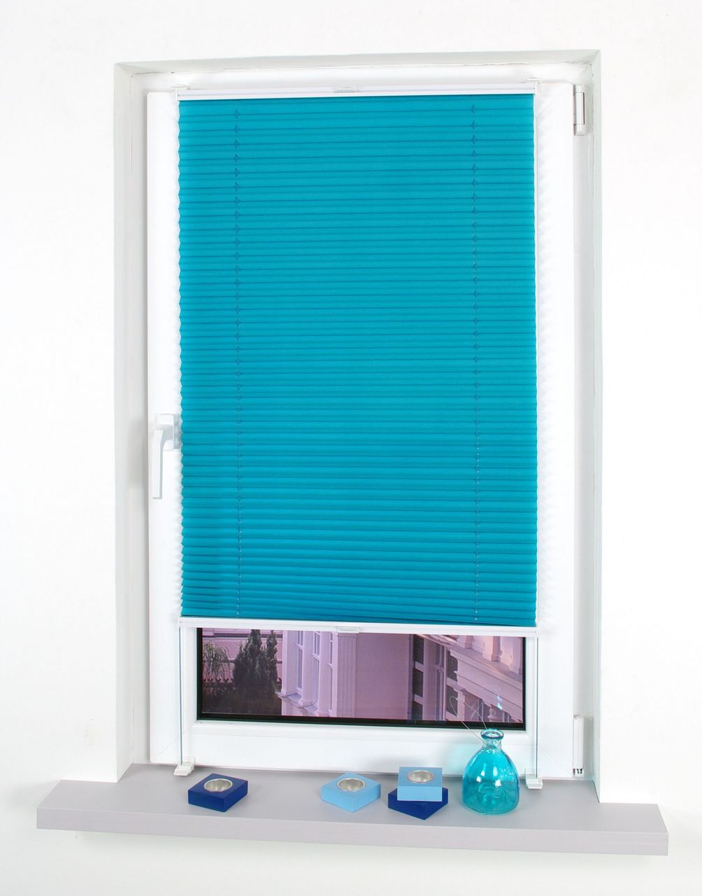 Bella Casa Klemmfix-Plissee verspannt, 150 x 75 cm, Blue Lagoon