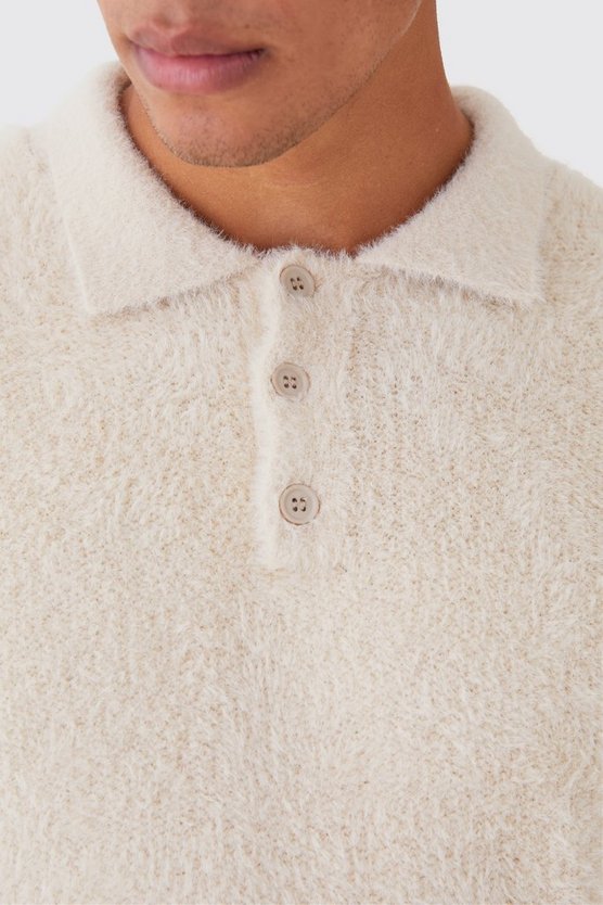 Kastiges flauschiges Poloshirt