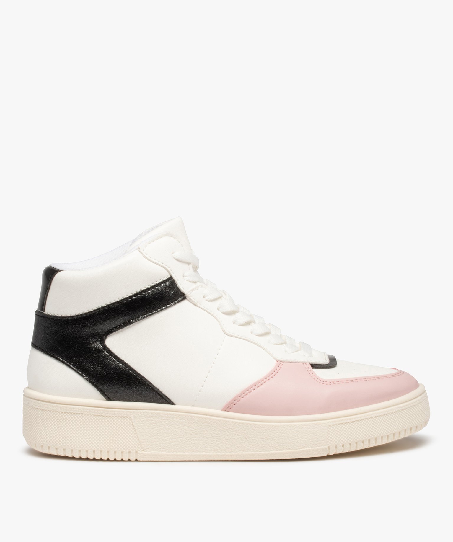 Baskets femme mid-cut colorées à lacets blanc | GEMO