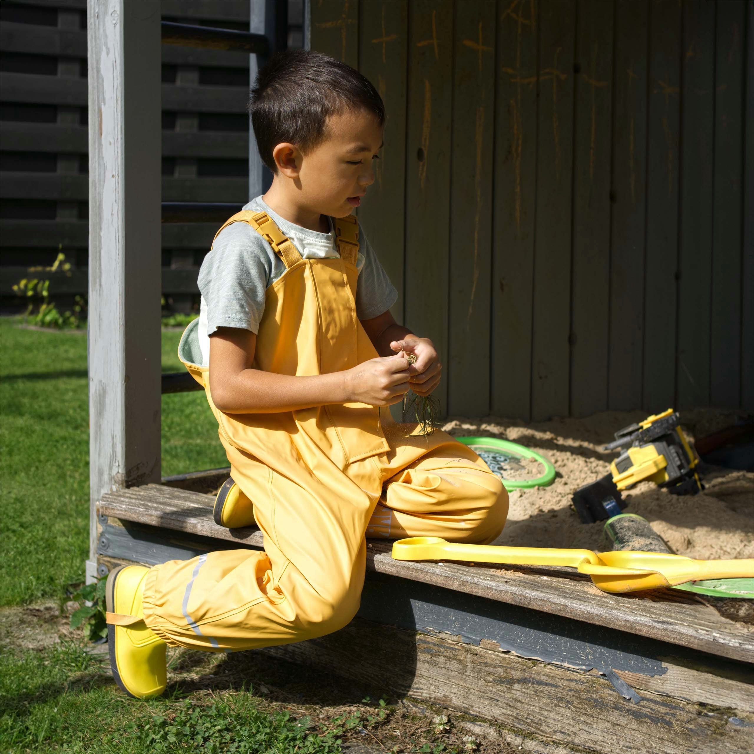 Little Tiger® Regen- und Matschlatzhose Regenhose für Kinder, mit Fleece gefüttert, winddicht, wasserdicht Unisex, für Kinder Mädchen & Jungen, Matsch- und Buddelhose, Schulterträger