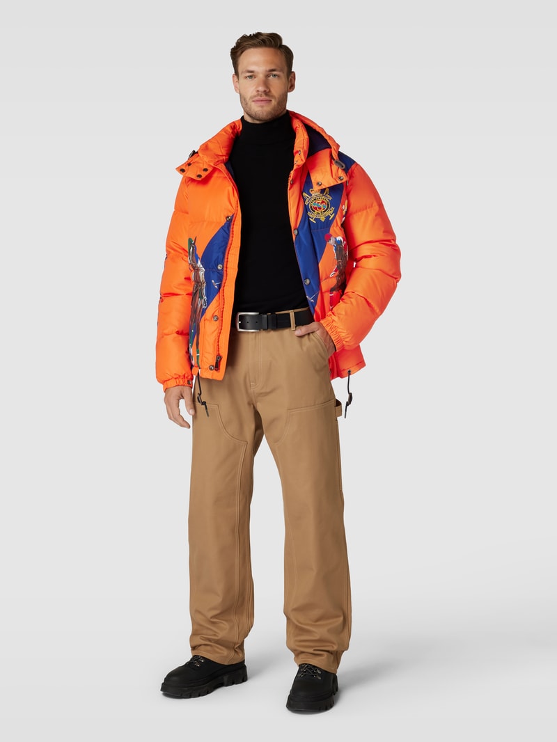 Steppjacke mit Motiv-Print in orange