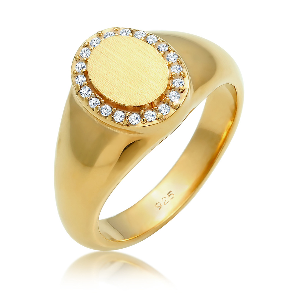 Elli PREMIUM Elli PREMIUM Bague Bague sceau femme élégante avec cristaux en argent sterling 92 Bague
