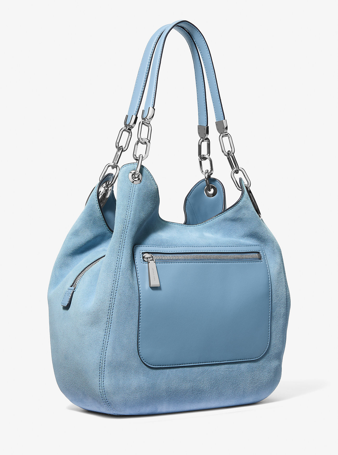 Lillie Large Suede Shoulder Bag - CHAMBRAY