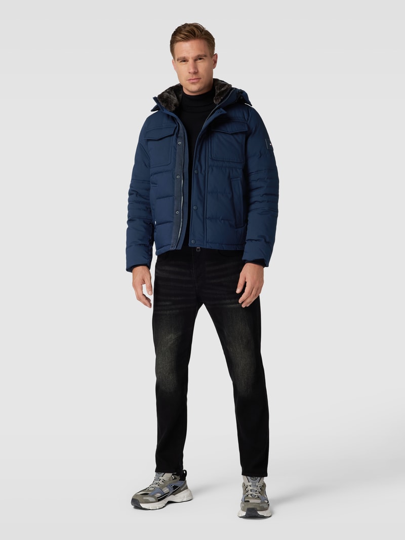 Jacke mit Kapuze Modell 'ROCKIE' in marineblau