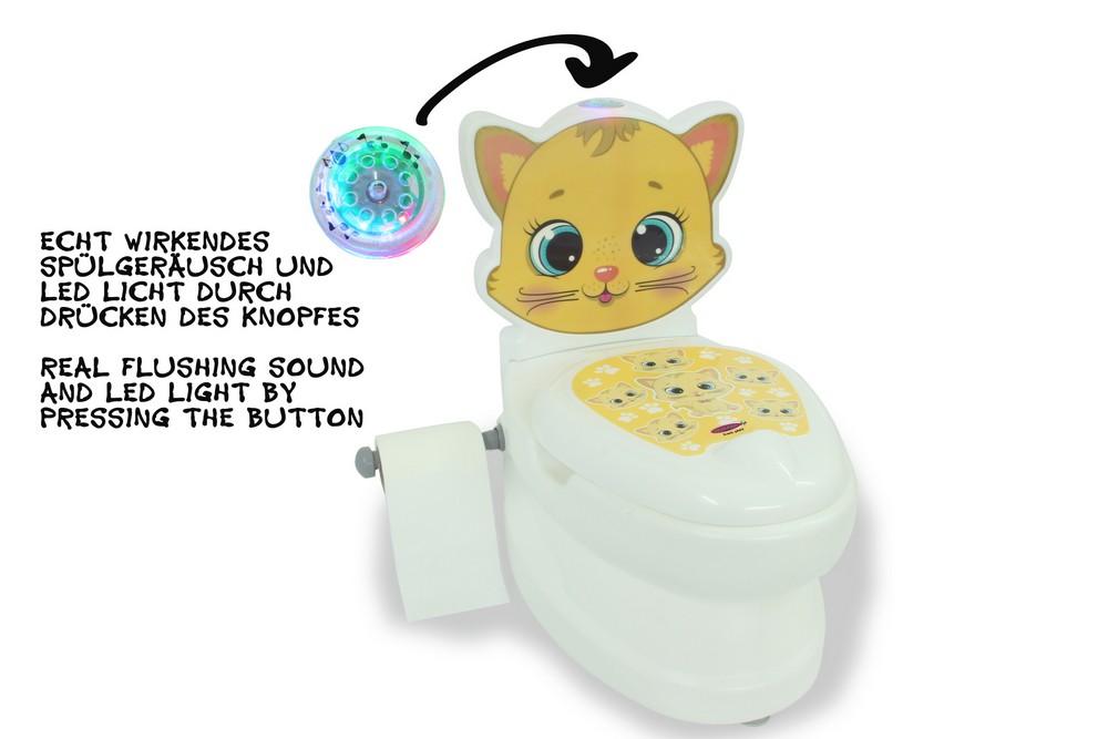 Jamara e.K. JAMARA-460955-Meine kleine Toilette Katze mit Spülsound und Toilettenpapierhalter