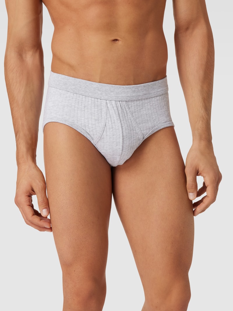 Slip mit Rippenstruktur im 2er-Pack Modell 'Authentic' in mittelgrau meliert