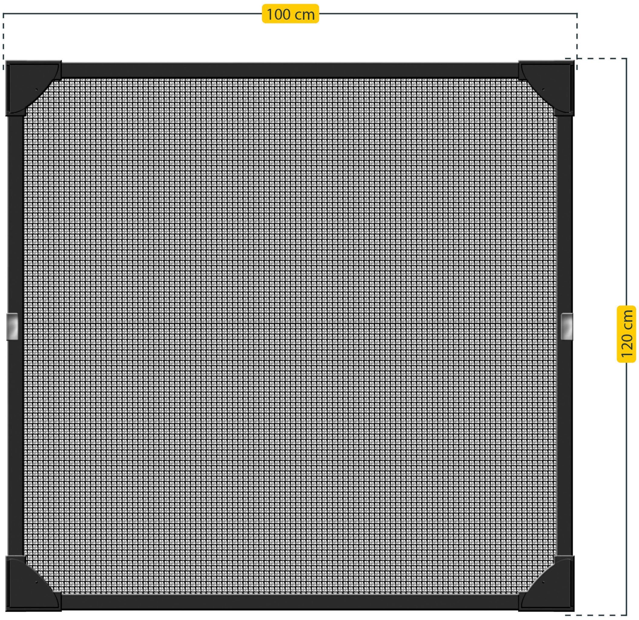 SCHELLENBERG Insektenschutz-Fensterrahmen Magnetrahmen mit Fiberglasgewebe für Fenster, Fliegengitter kürzbar, 100 x 120 cm, anthrazit, 50748