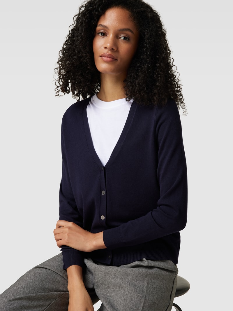Strickcardigan mit tiefem V-Ausschnitt in dunkelblau