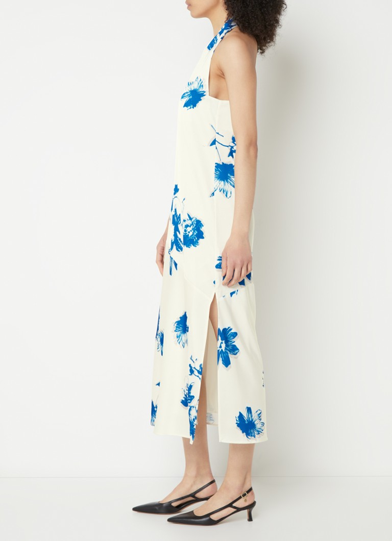 Calvin Klein satin midi dress with floral print and slit