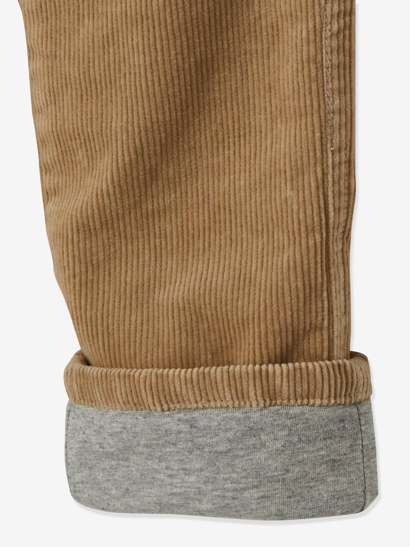 Pantalon en velours style battle garçon facile à enfiler beige