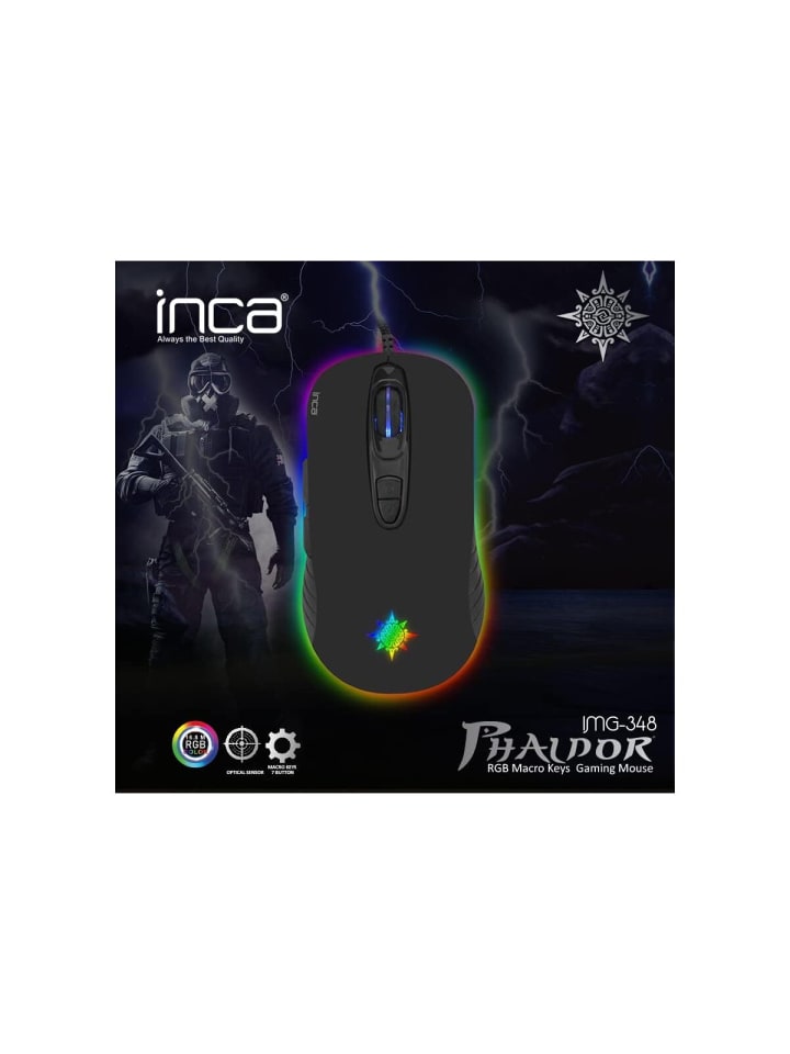 Inca Inca PHALDOR RGB Makro Tastem Professional Gaming Maus schwarz in schwarz günstig kaufen onesize