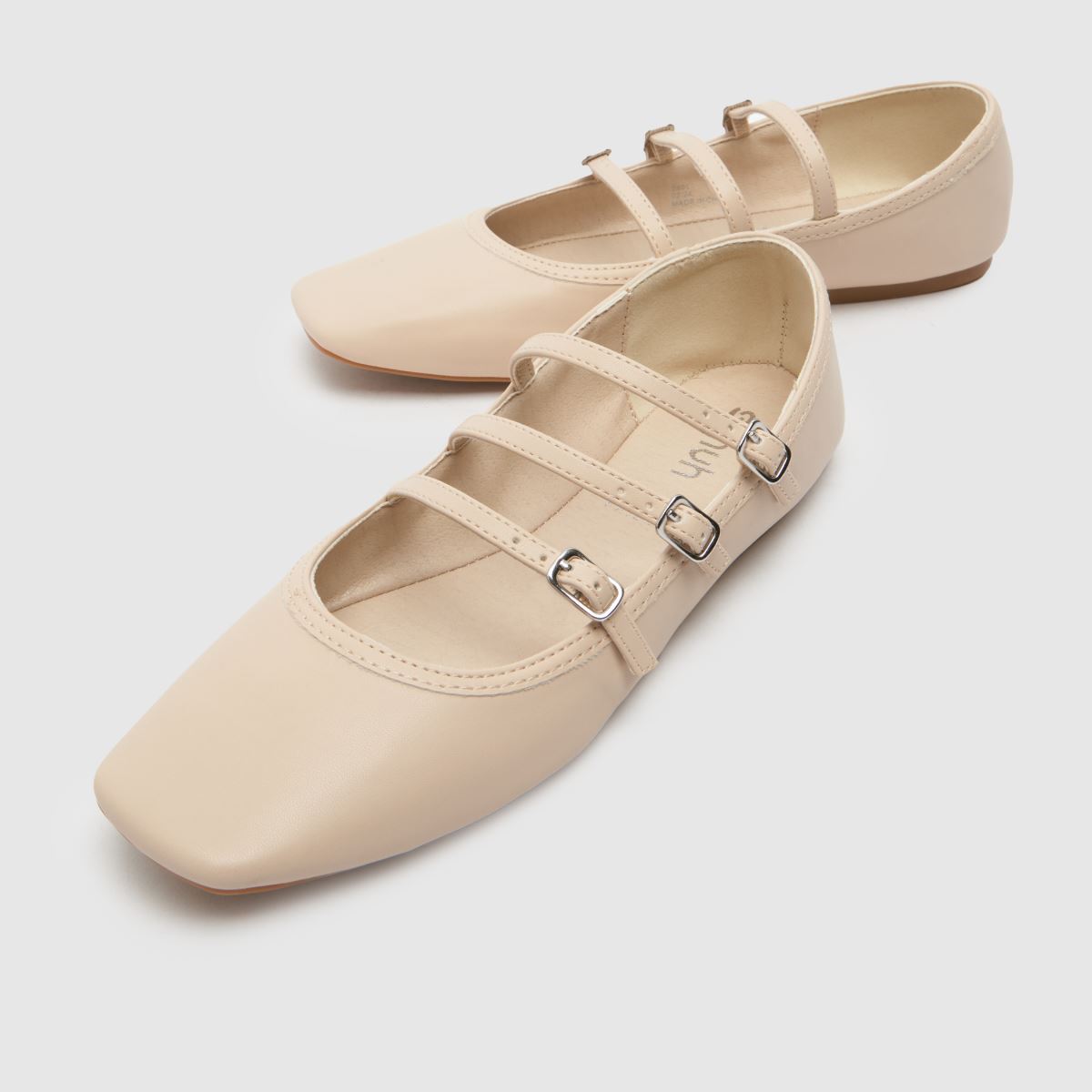 Schuh Lianna Mary Jane ballerinaskor i naturfärgad läder