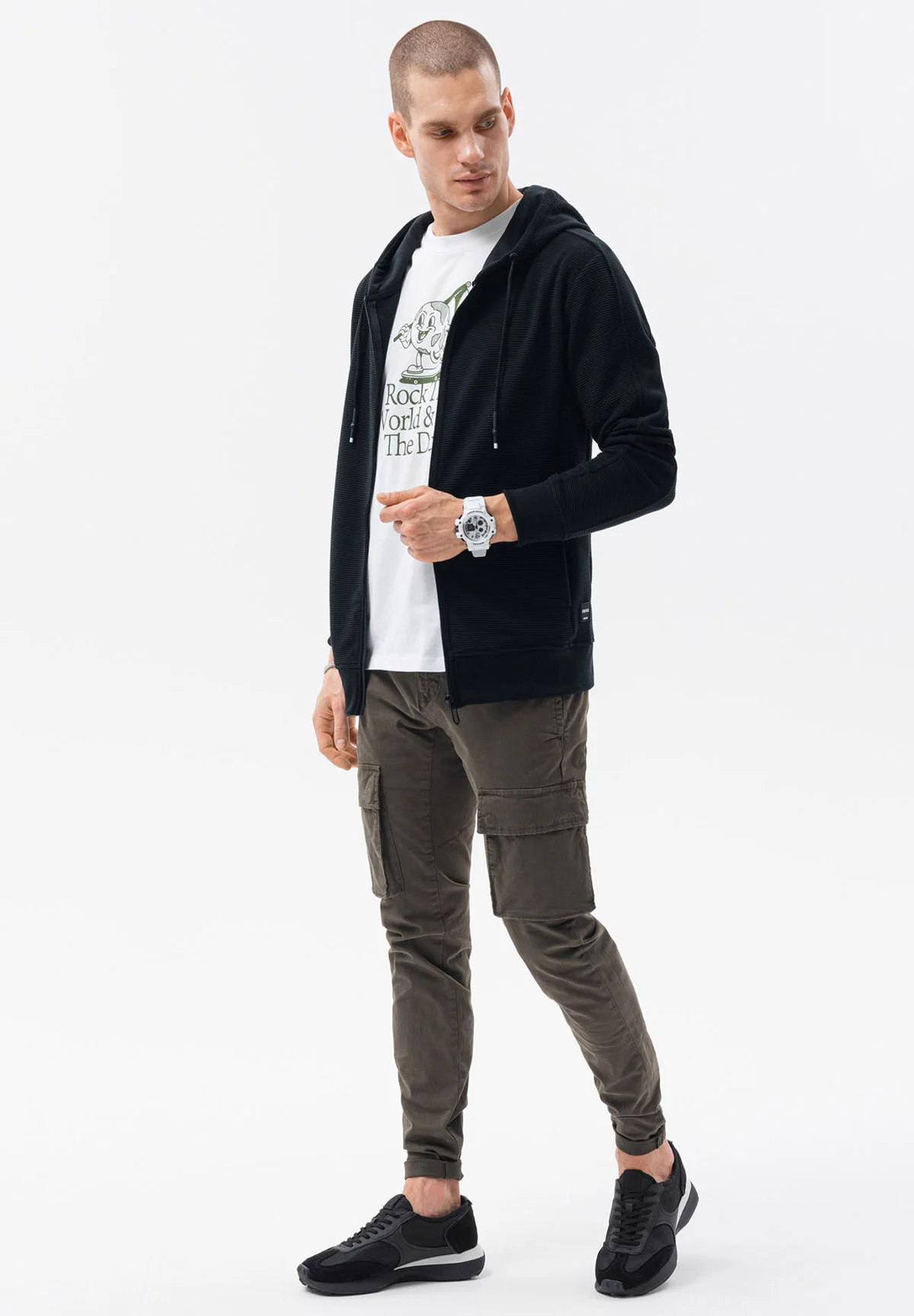 Sudadera con capucha y cremallera ombré