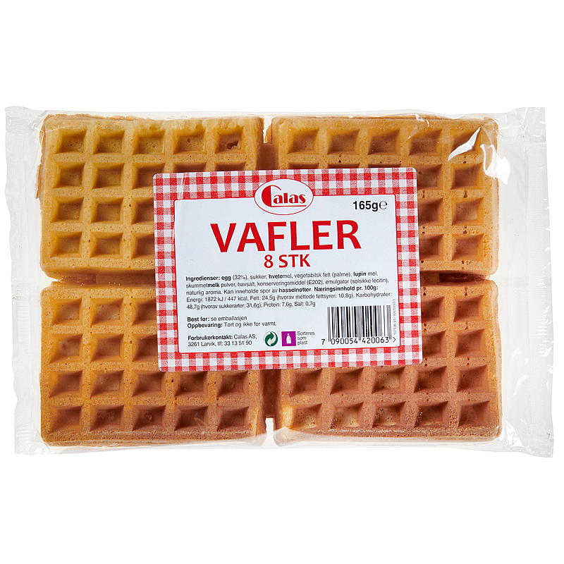 Vafler 8 stk 165 g