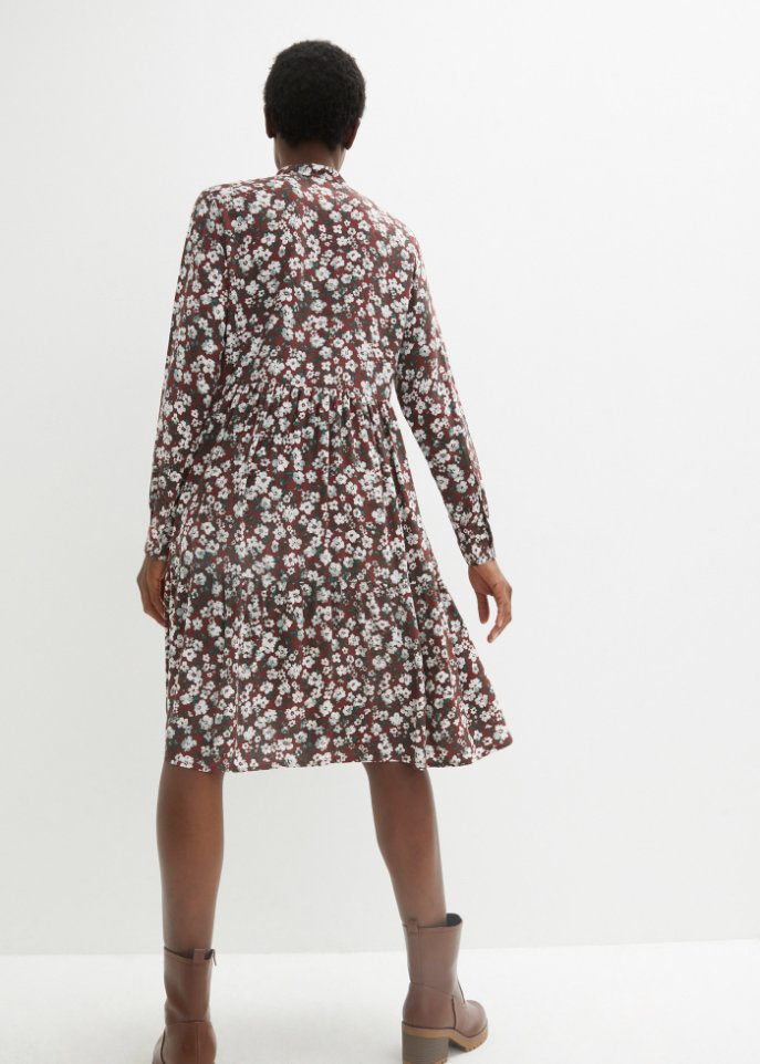 Blusenkleid mit Stehkragen aus Viskose