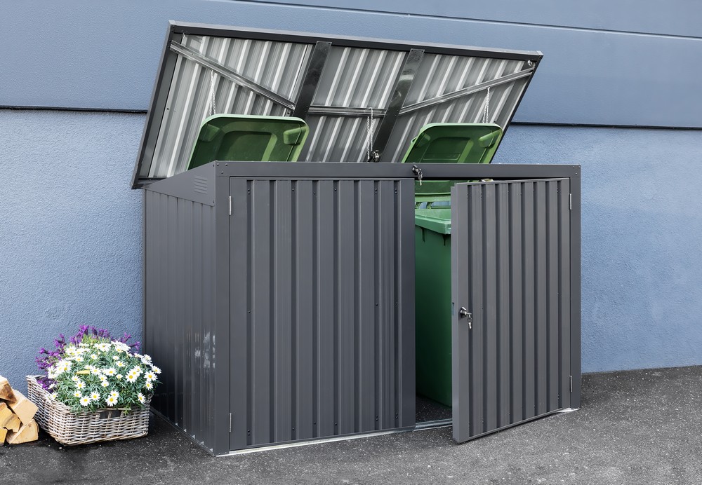 HC Garten & Freizeit 3er Mülltonnenbox mit Abdeckung 3 x 240L anthrazit