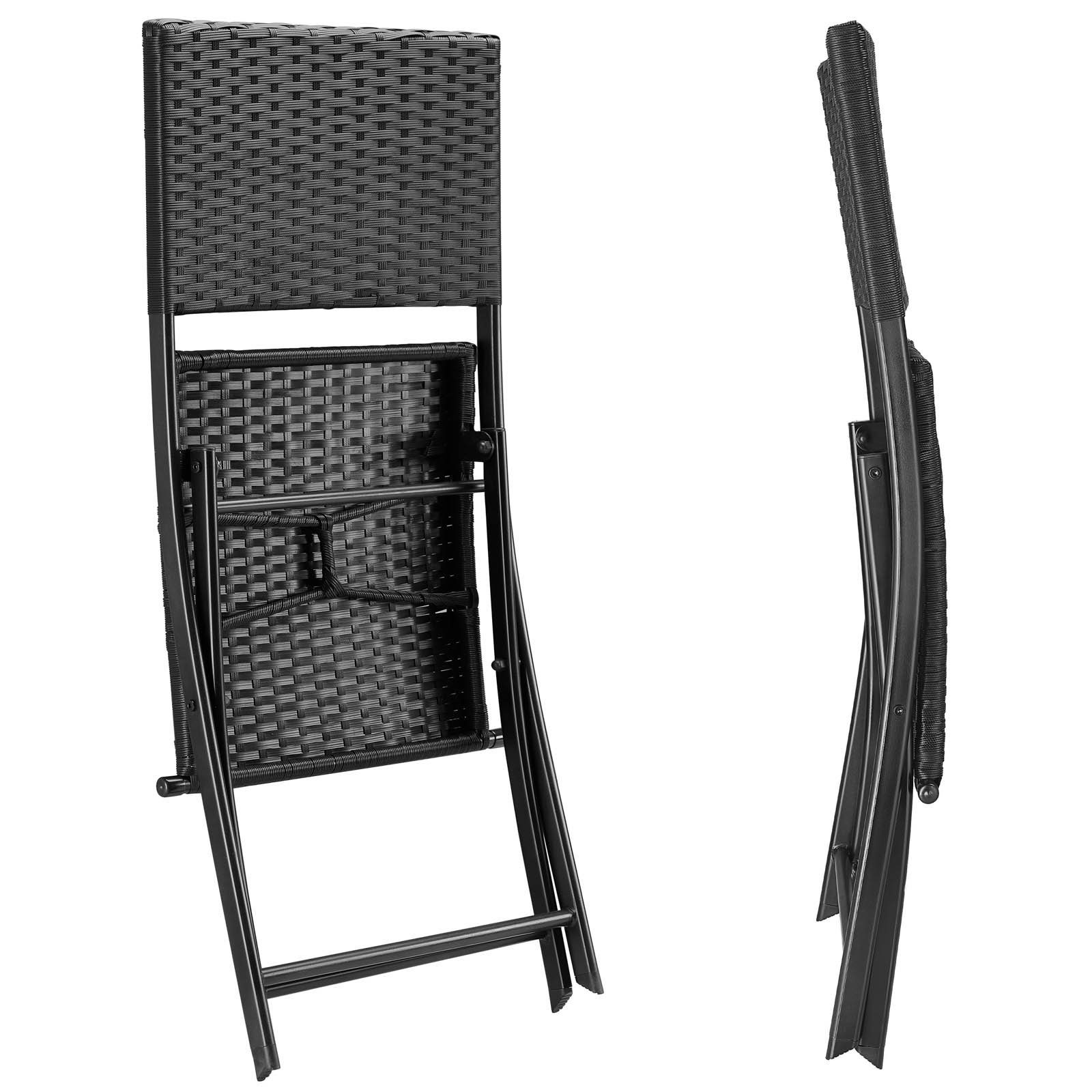 Casaria Klappstuhl Rom (2 St), Polyrattan 2er Set 120kg Belastbarkeit Platzsparend Klappbar Leicht