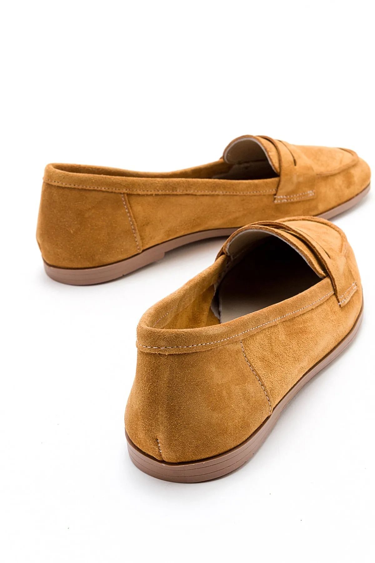 LuviShoes  F02 Damen-Ballerinas aus senffarbenem Wildleder
