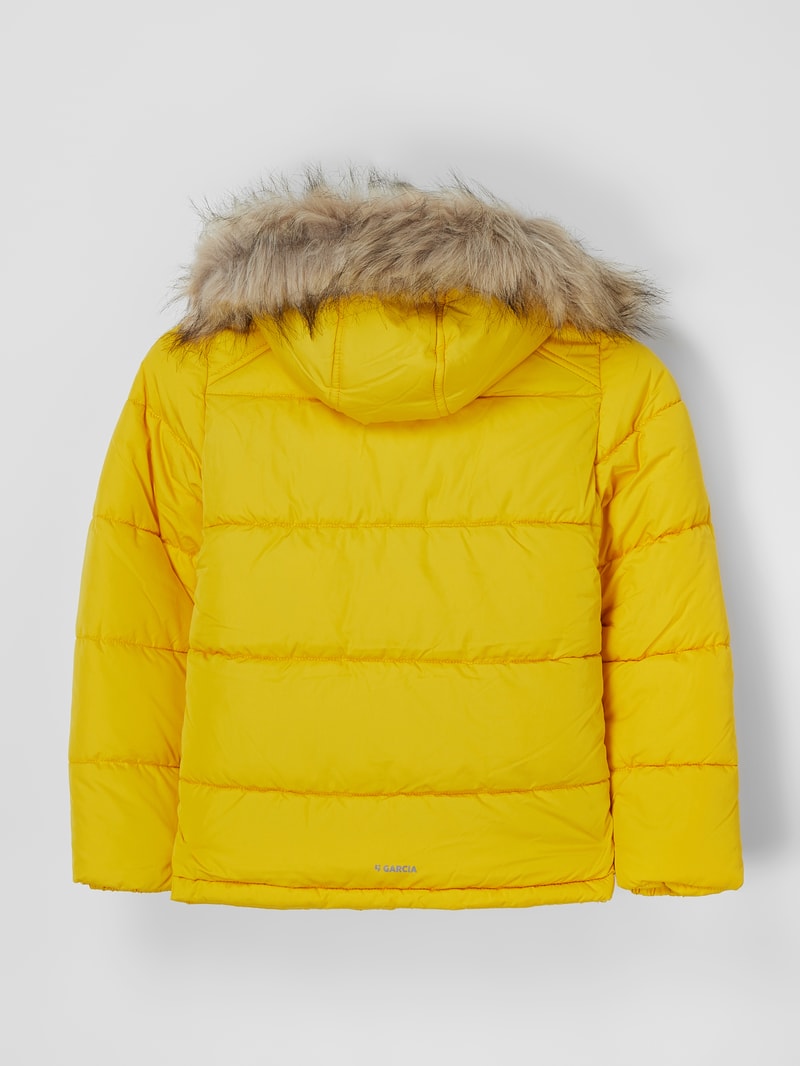 Steppjacke mit abnehmbarem Webpelzbesatz in gelb