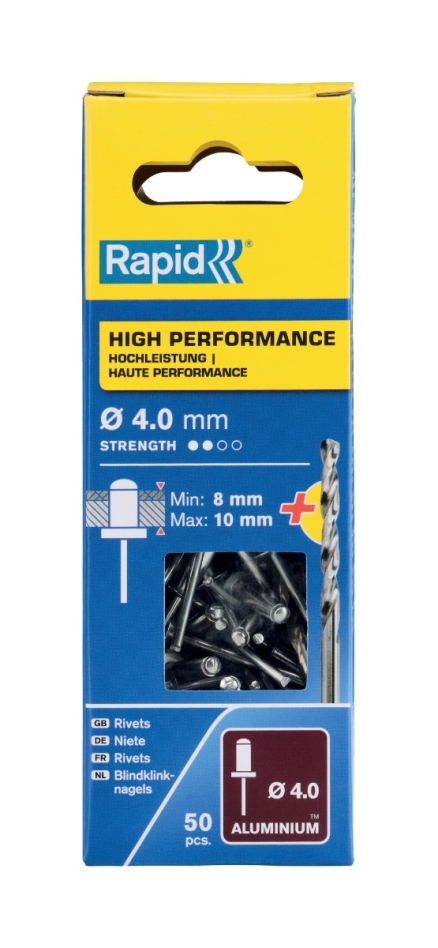 Rapid 5000385 Visokoučinkovite slijepe zakovice Ø4,0 x 14 mm 50 komada