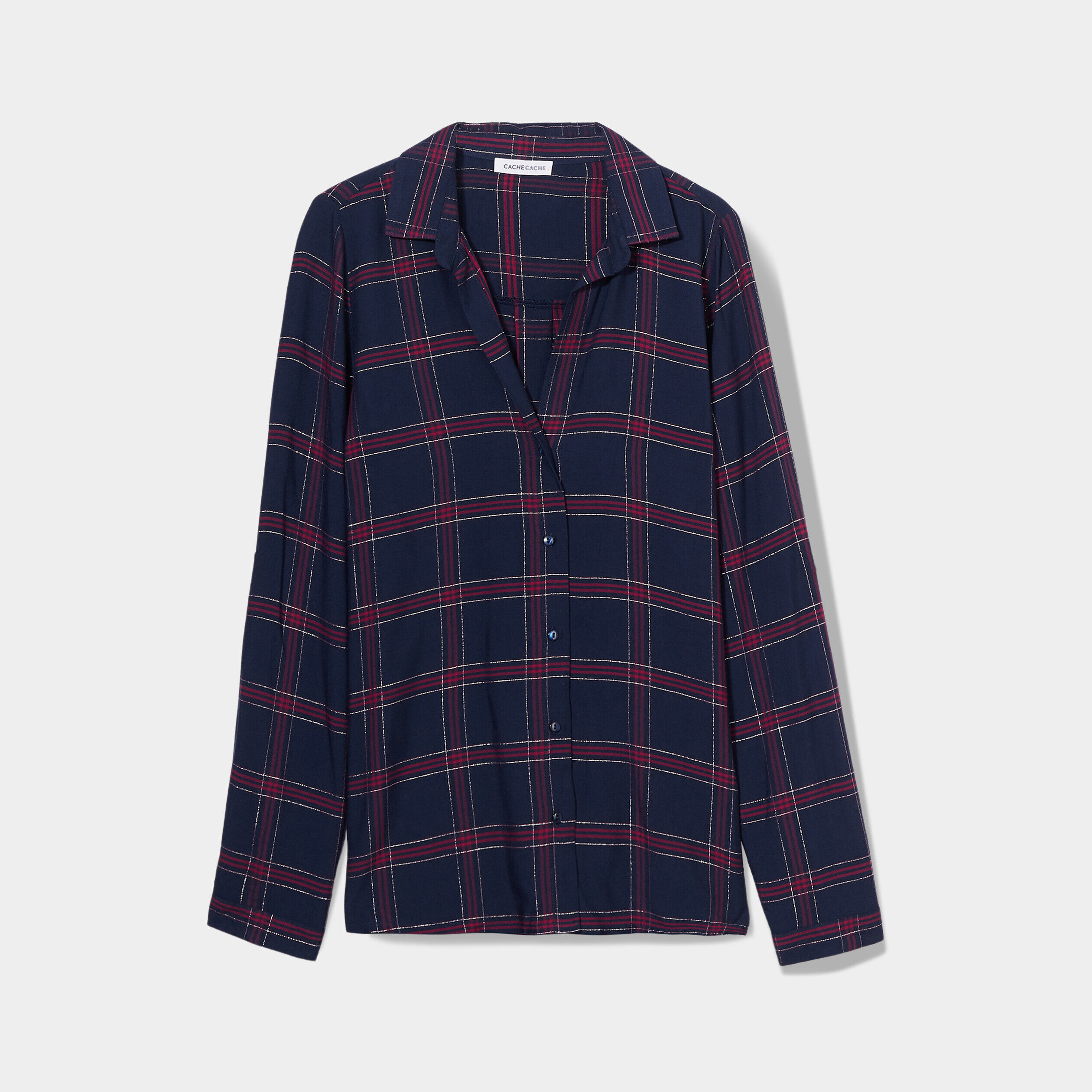 Chemise manches longues bleu foncé femme | Cache Cache