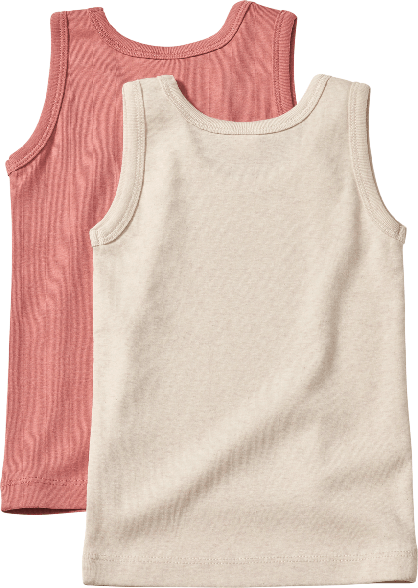 Unterhemden, beige + rosa, Gr. 110/116, 2 St