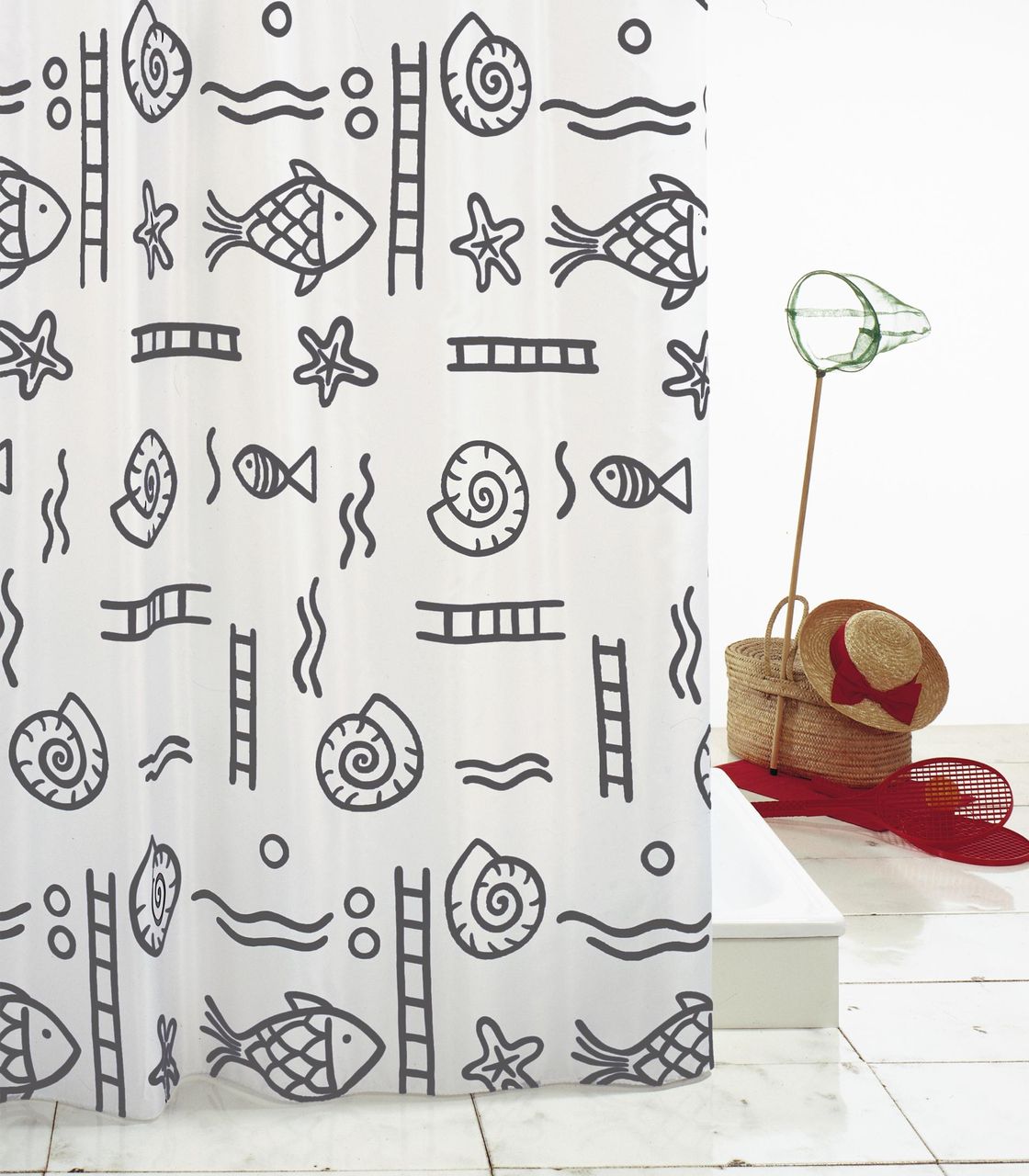 Ridder Duschvorhang Textil 240x180 cm Neptun grau