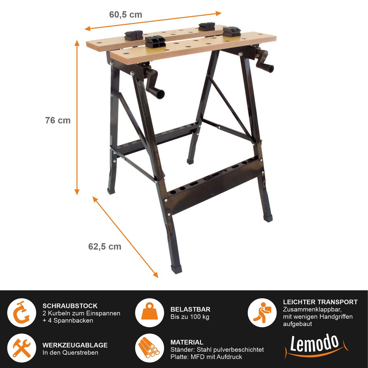 Lemodo Werkbank und Spanntisch, klappbar