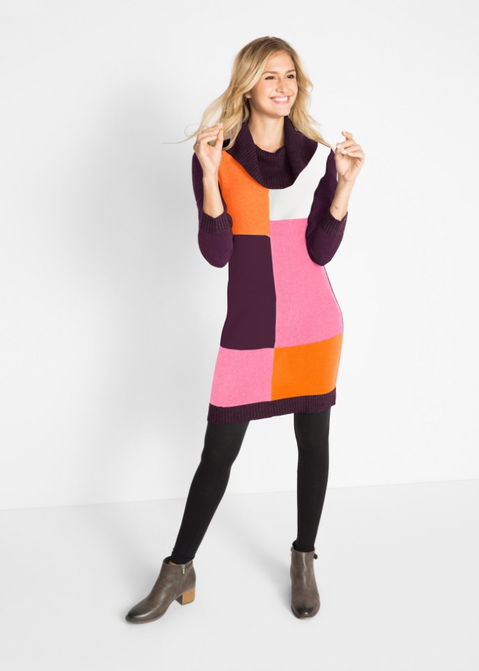 Knieumspielendes Strickkleid, Langarm