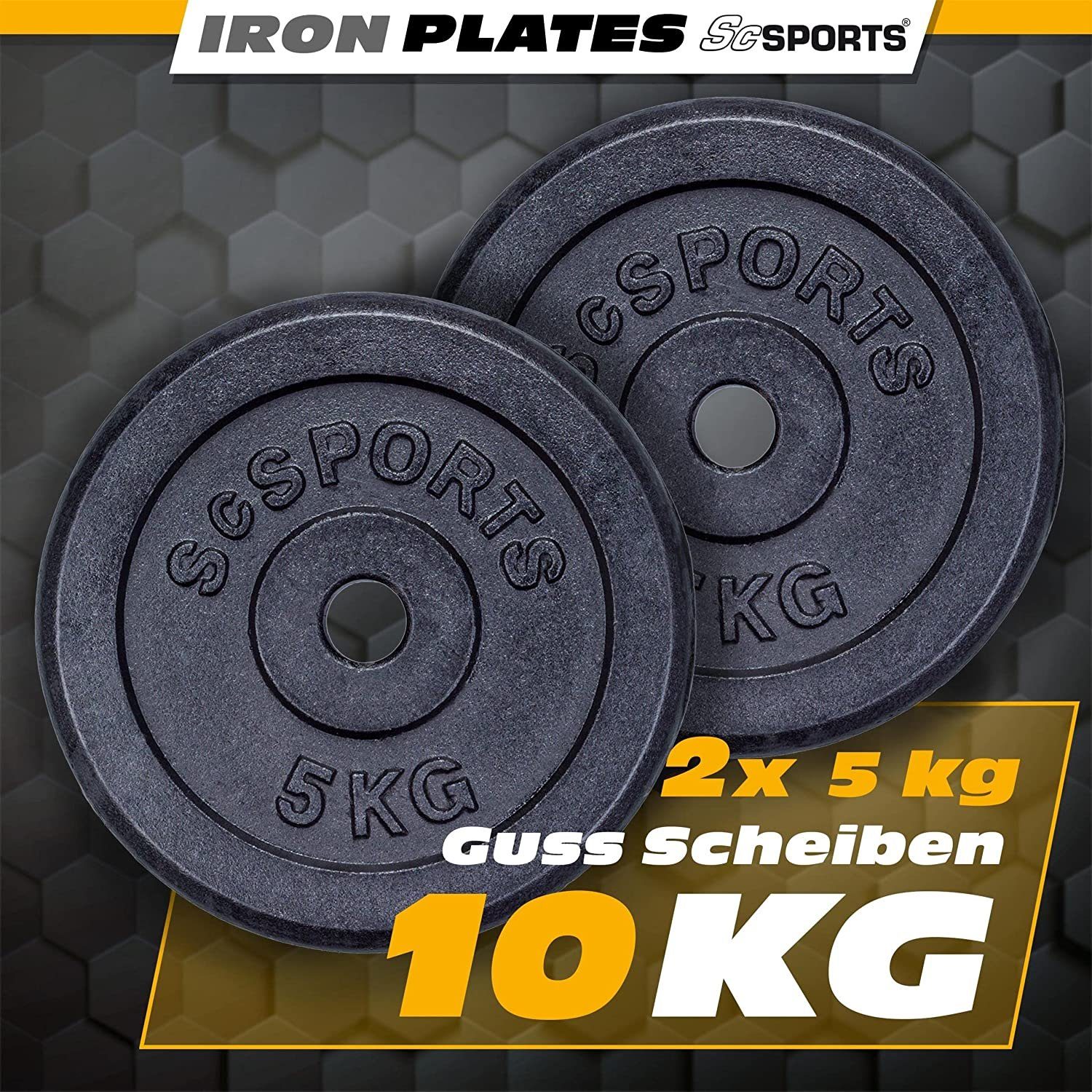 ScSPORTS® Hantelscheiben Set 10 kg 30/31mm Gusseisen Gewichtsscheiben Gewichte, (10002966-tlg)
