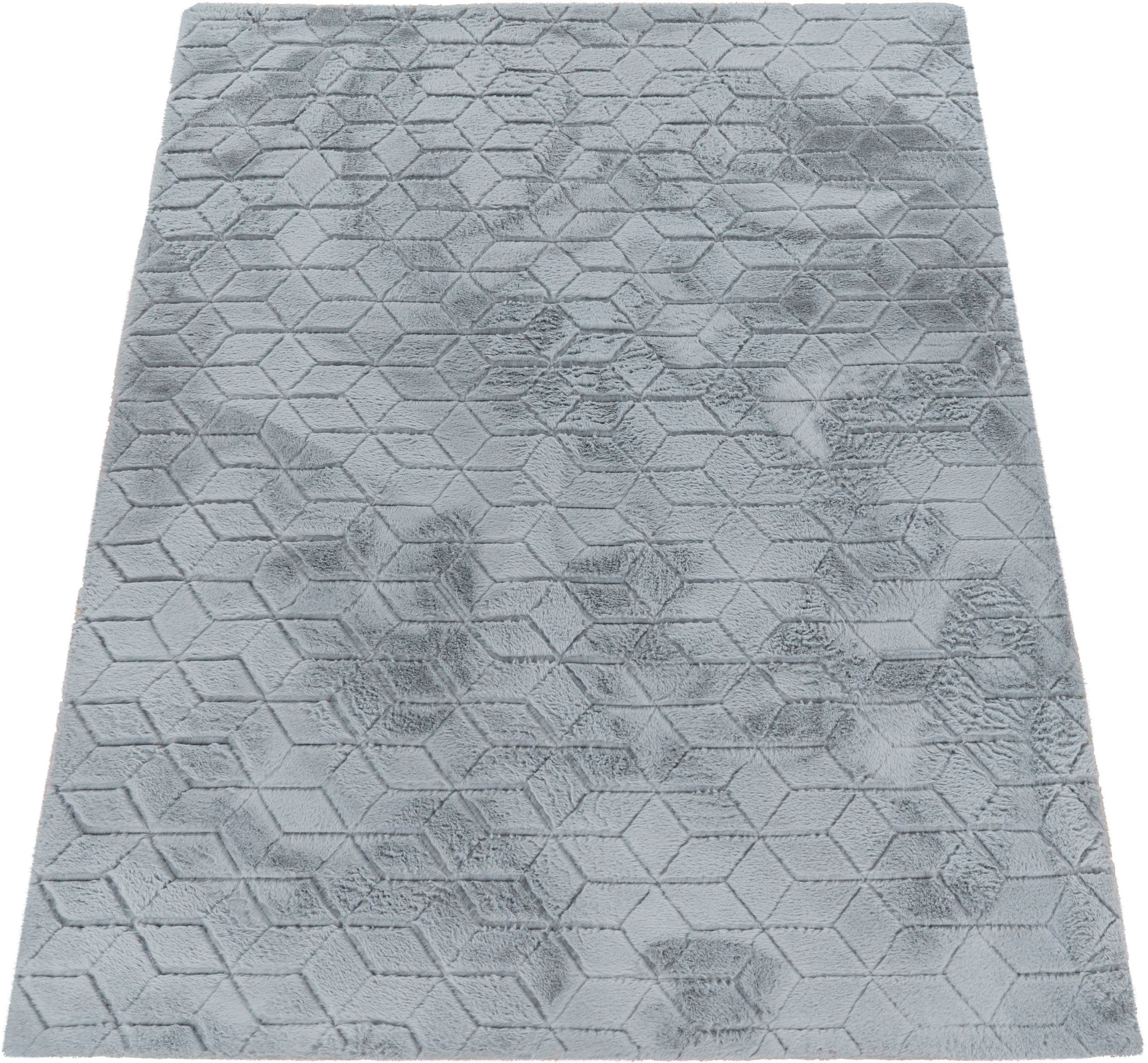 Hochflor-Teppich Arnheim 745, Paco Home, rechteckig, Höhe: 26 mm, Uni Farben, modernes geometrisches Design, besonders weich