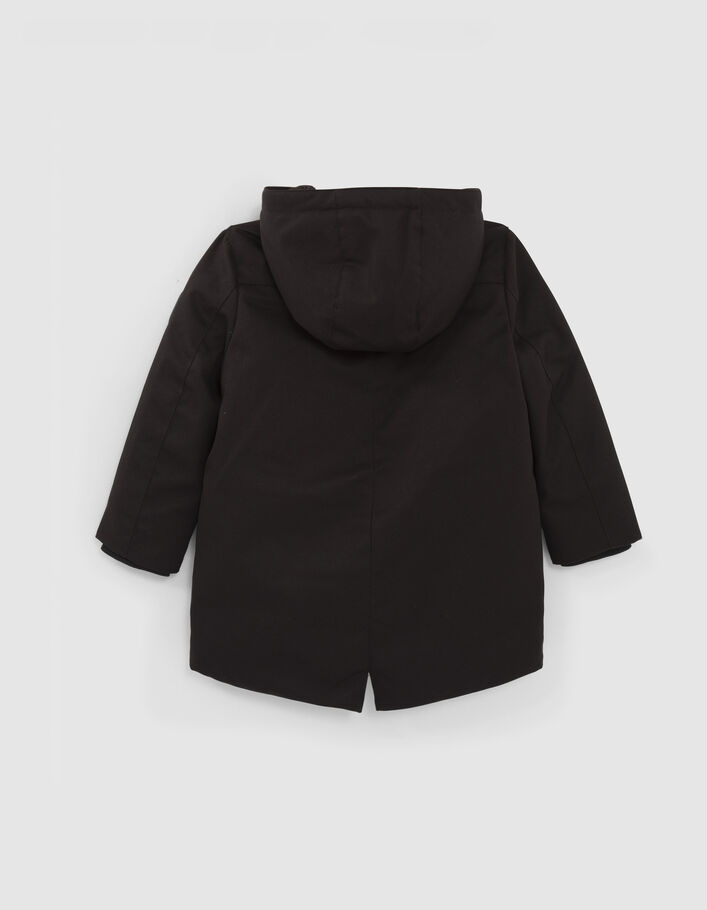 Parka noire à capuche doublure matelassée garçon