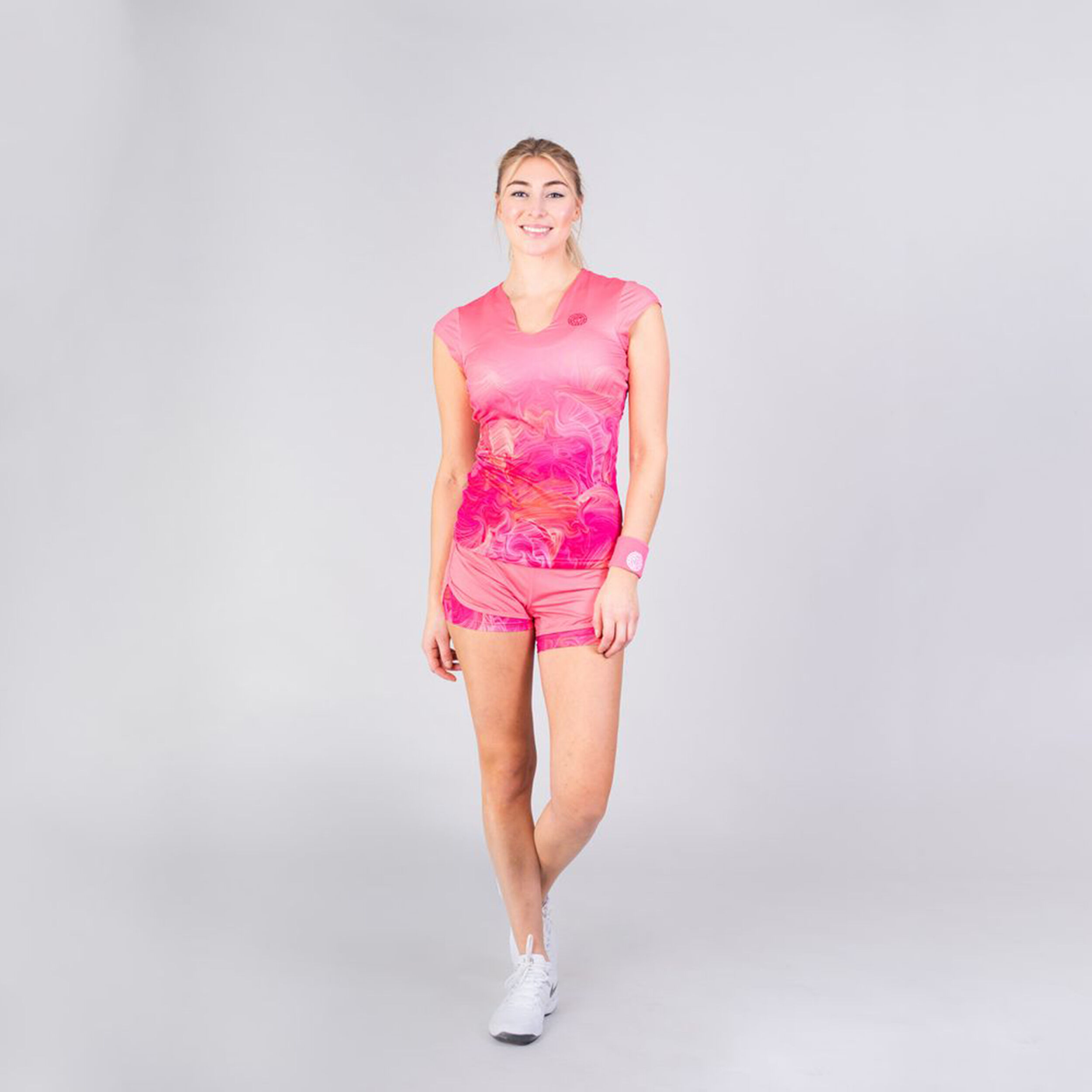 Bella 2.0 Tech V-Neck T-Shirt Damen - Pink, Mehrfarbig