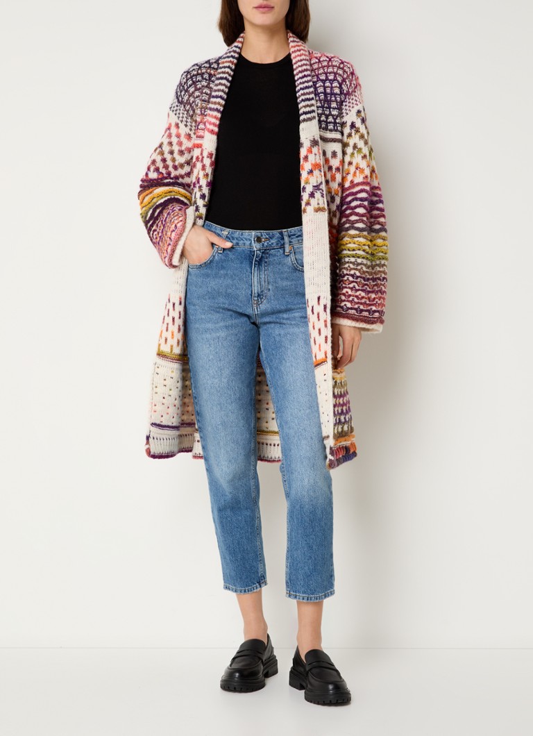 Cardigan gros tricotat din amestec de lână de la Benetton, cu talie legată.