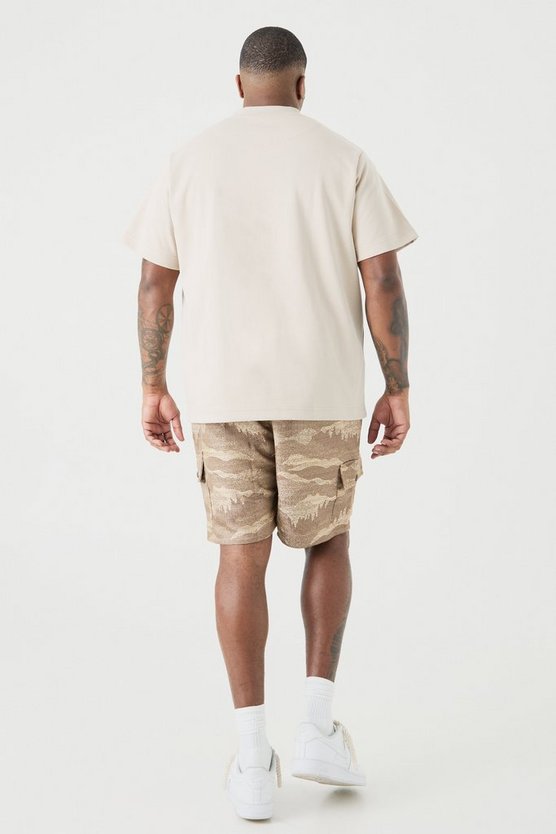Plus gemusterte Shorts mit elastischem Bund