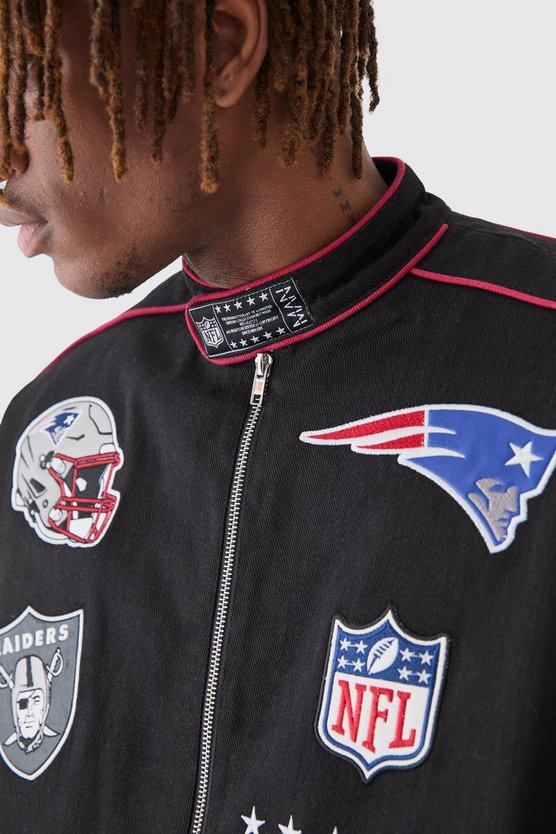 Oversize Nfl PU-Jacke mit Applikation