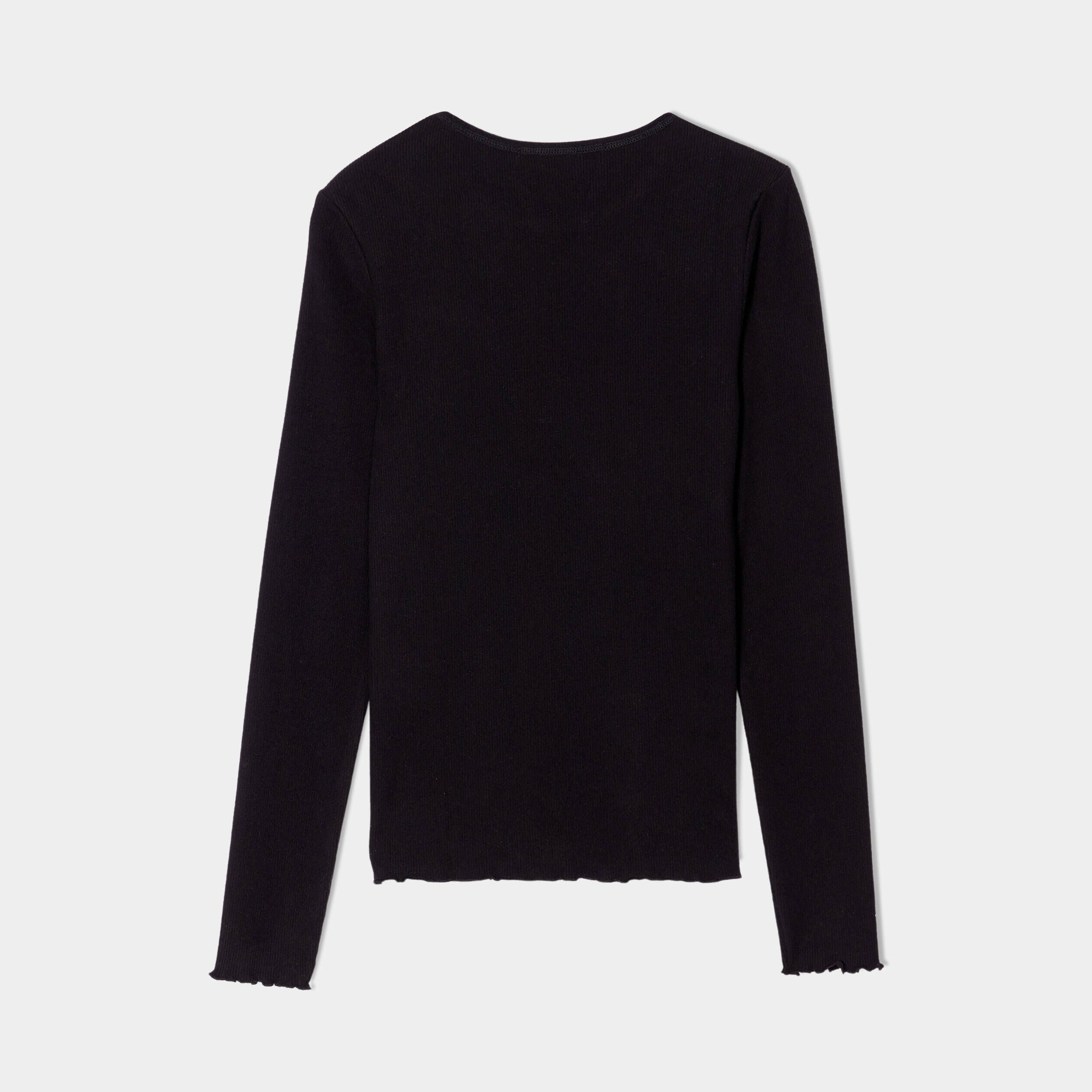 T-shirt côtelé bord vague noir femme | Cache Cache