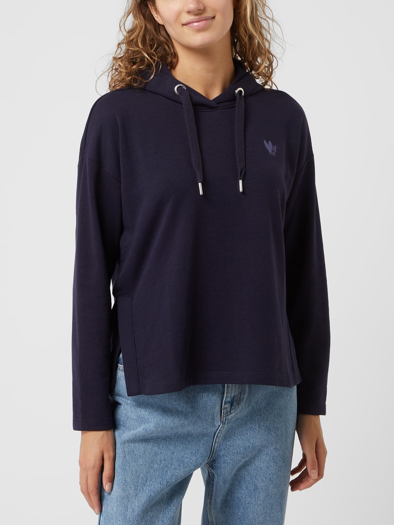 Hoodie mit Logo-Print in marineblau