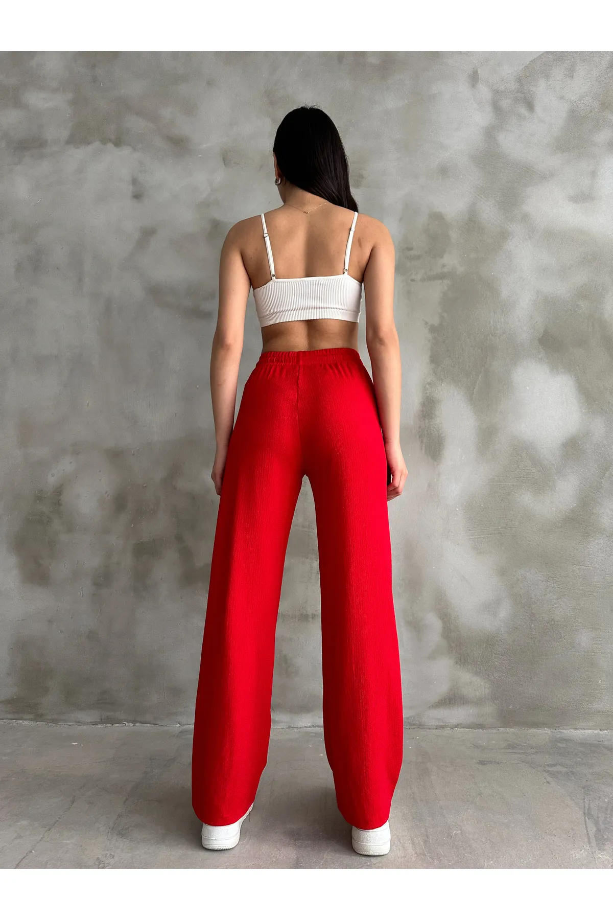 BEJNA  Rote Palazzo-Hose mit elastischem Bund für Damen