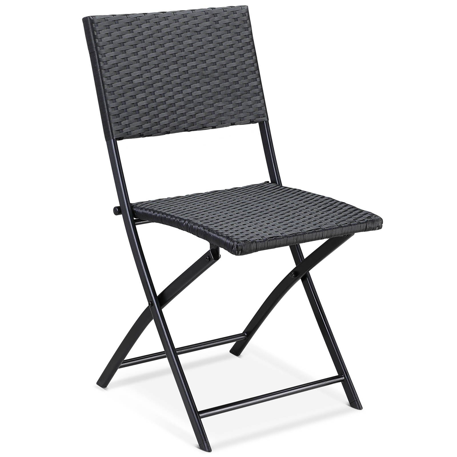 Casaria Klappstuhl Rom (2 St), Polyrattan 2er Set 120kg Belastbarkeit Platzsparend Klappbar Leicht