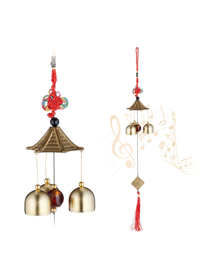 relaxdays 2 x Windspiel in Gold/ Rot günstig kaufen onesize