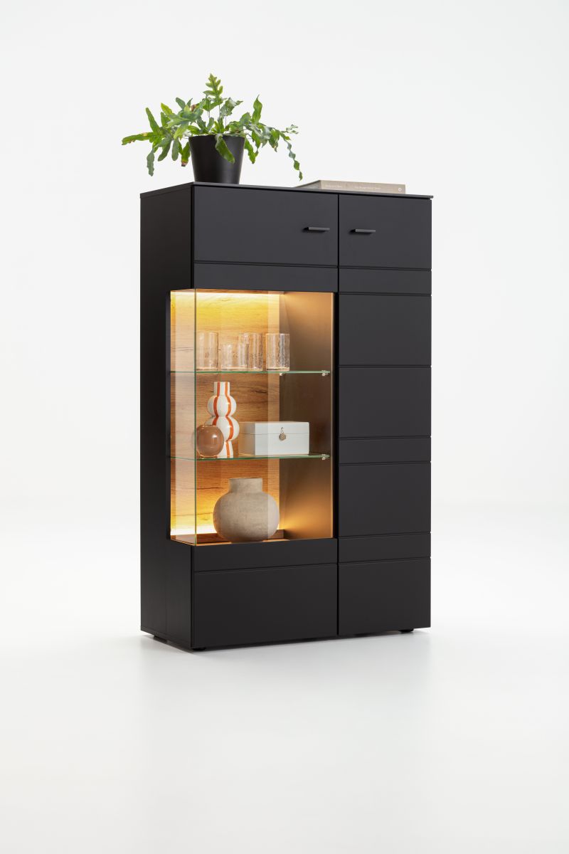 Vitrine Jacky Schwarz Glas li. 85 x 141 cm