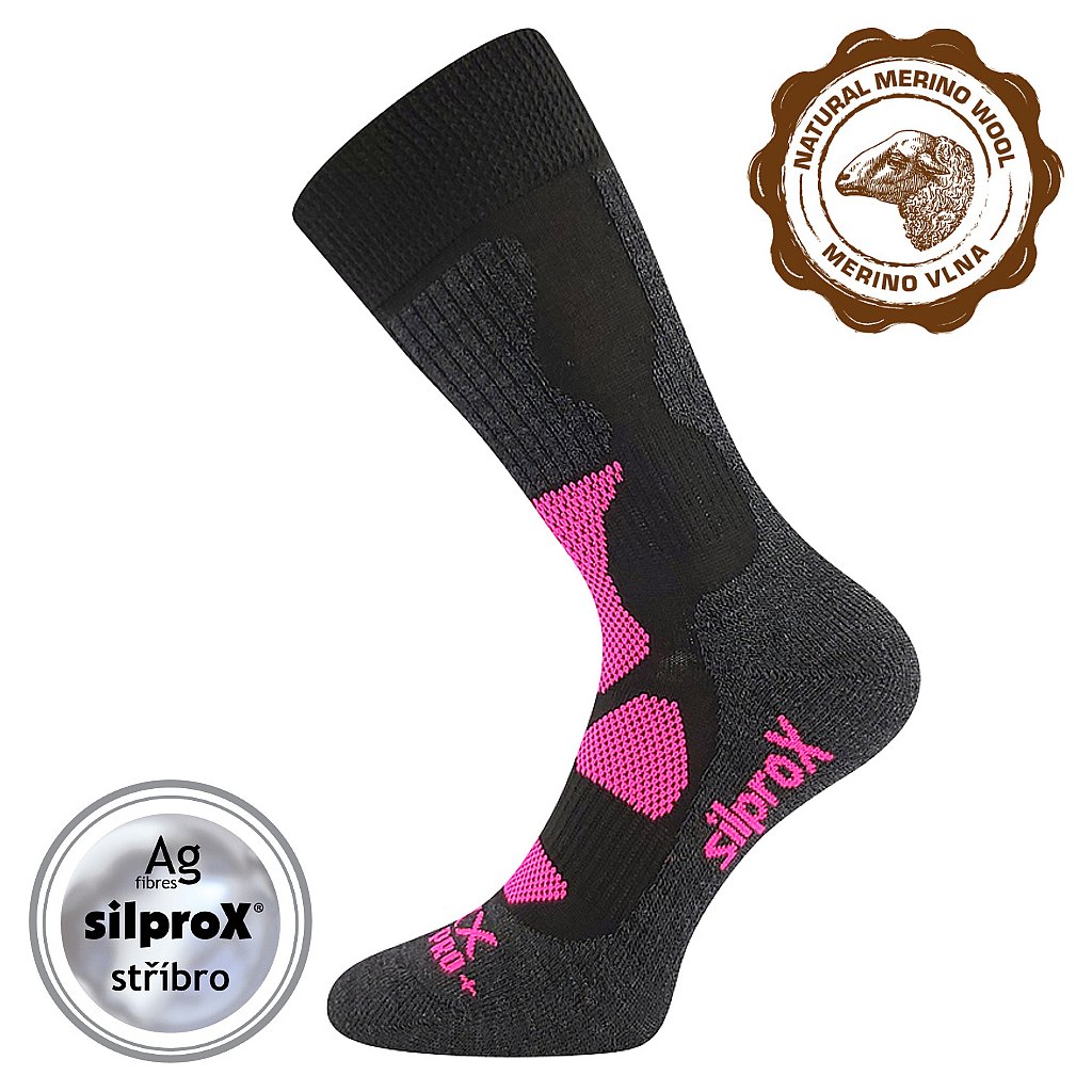 Voxx Merino Etrex schwarz-rosa Socken