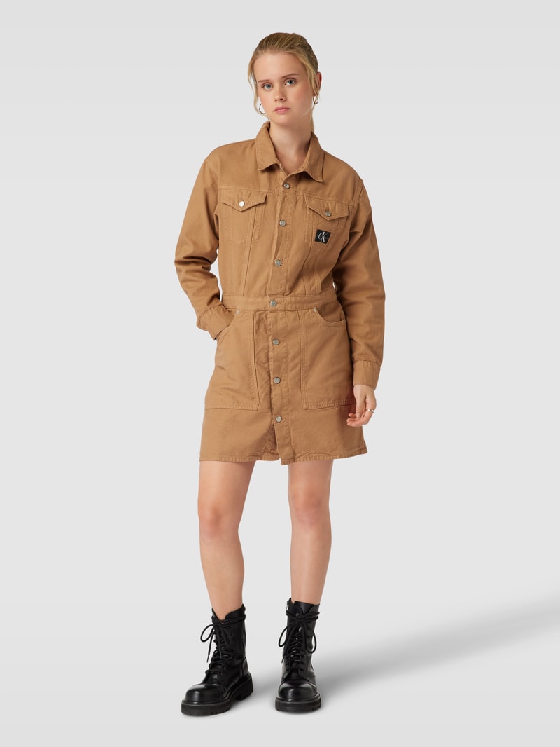 Jeanskleid mit Umlegekragen Modell 'CANVAS' in cognac