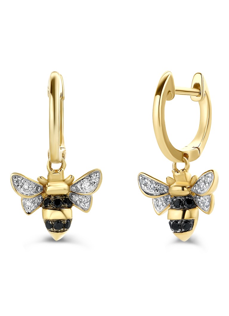 Diamond Point Yellow gold earrings 0.07 ct diamond Queen Bee