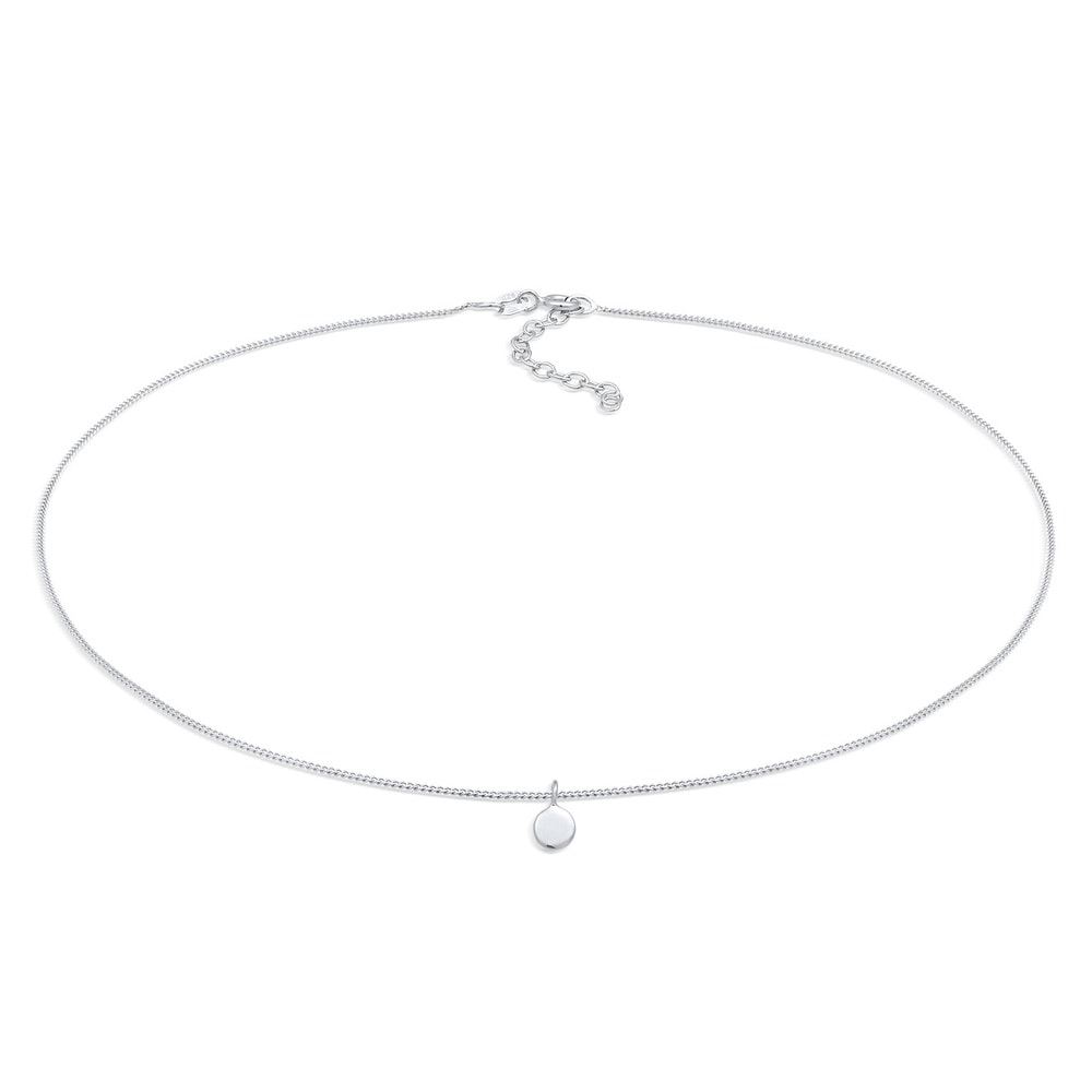 Elli Elli Collier Femmes choker cercle plaquette Coin géo en argent sterling 925 collier
