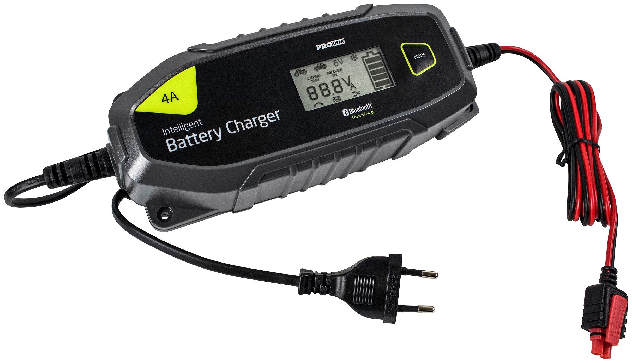PROUSER Mikroprozessor-Batterie-Ladegerät IBC4000B Autobatterie-Ladegerät (4000 mA, 1-tlg., Pro-User 16636, mit Bluetooth)