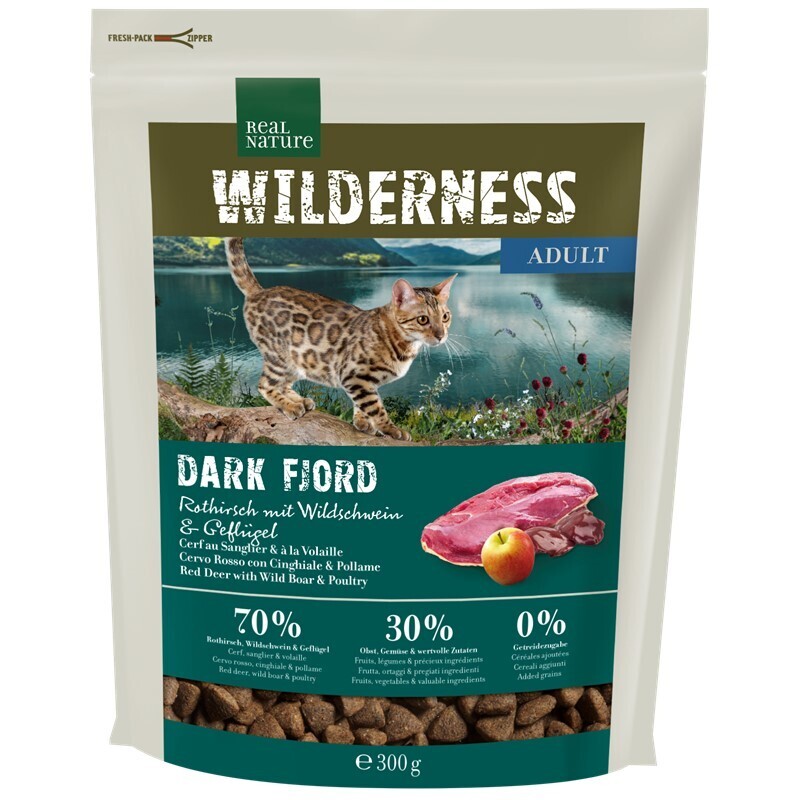 REAL NATURE Trockenfutter REAL NATURE WILDERNESS Dark Fjord Adult Rothirsch, Wildschwein & Geflügel 300 g