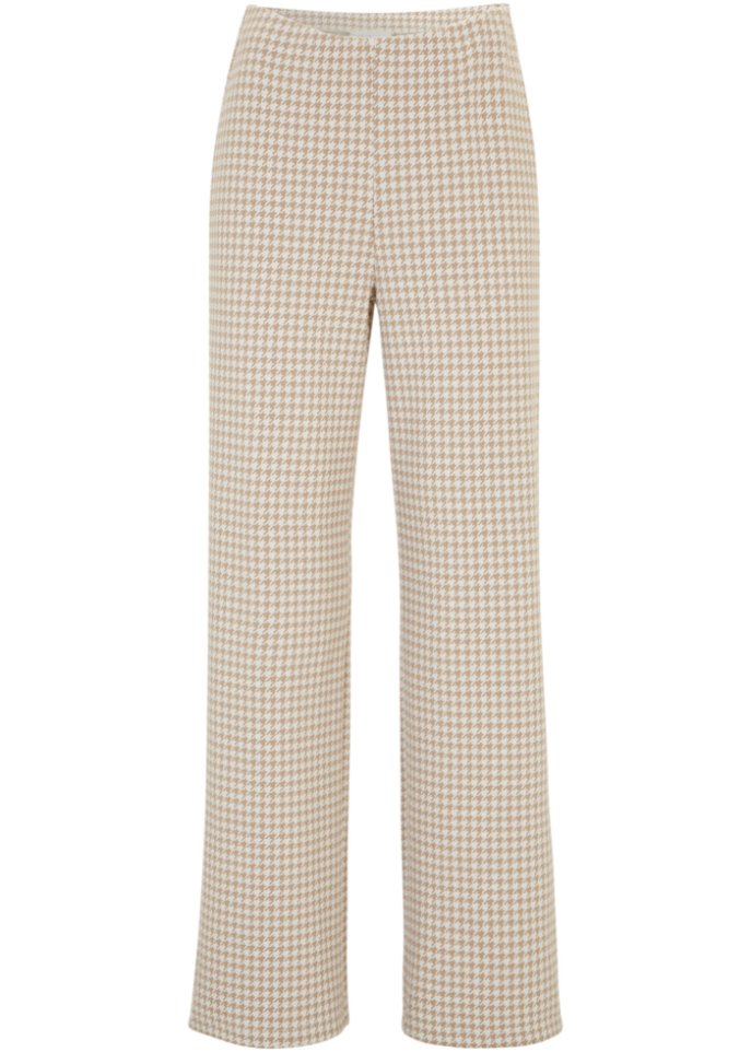 Stretch-Hose mit Hahnentrittmuster, Wide leg