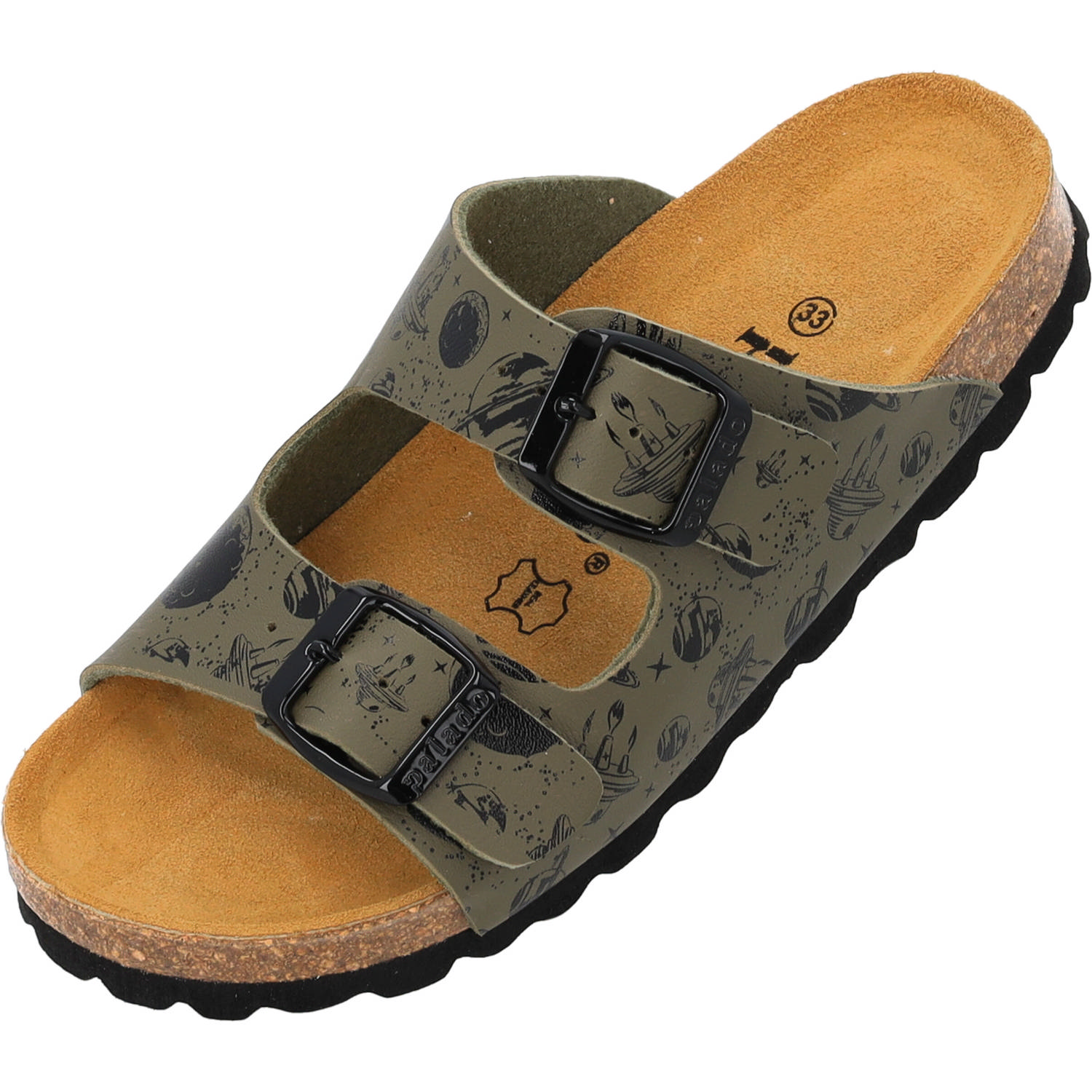 Palado Kids Korfu B Print, Pantoletten, Kinder, Khaki Planets